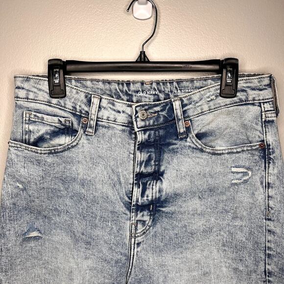 Old Navy O.G. Straight Leg Higher High-Rise Jeans Secret Smooth Pockets Size 12 - Picture 2 of 16